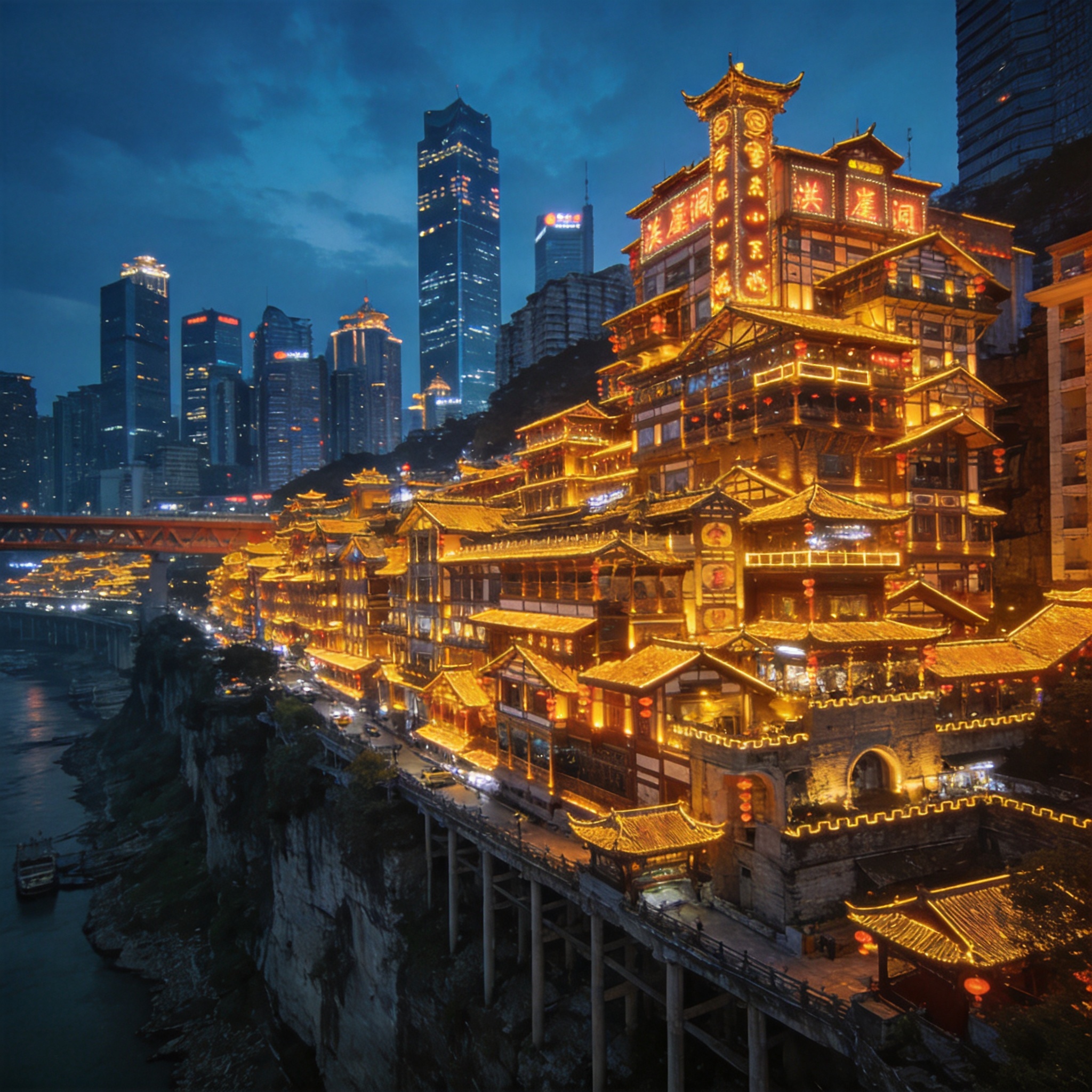 Chongqing Hongyadong night view